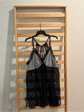 Cacique Black Lace Houndstooth Slip